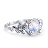 Leaf Style Oval Natural Moonstone Vintage Engagement Ring