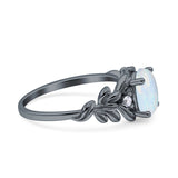 Leaf Oval Vintage Engagement Ring black Tone