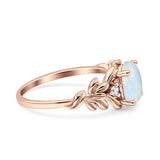 Leaf Oval Vintage Engagement Ring Rose Tone