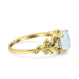 Leaf Oval Vintage Engagement Ring Yellow Tone