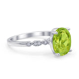 Solitaire Accent Oval Engagement Ring Cubic Zirconia 925 Sterling Silver