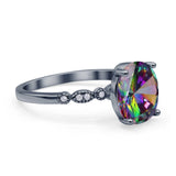 Solitaire Accent Oval Engagement Ring Cubic Zirconia 925 Sterling Silver
