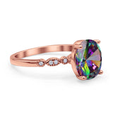 Solitaire Accent Oval Engagement Ring Cubic Zirconia 925 Sterling Silver