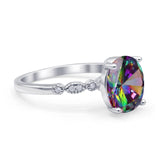 Solitaire Accent Oval Engagement Ring Cubic Zirconia 925 Sterling Silver