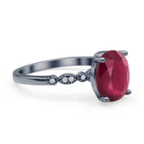 Solitaire Accent Oval Engagement Ring Cubic Zirconia 925 Sterling Silver