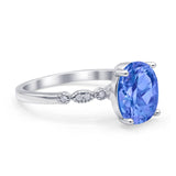 Solitaire Accent Oval Engagement Ring Cubic Zirconia 925 Sterling Silver