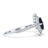 Floral Oval Vintage Engagement Ring Cubic Zirconia 925 Sterling Silver