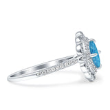 Floral Oval Vintage Engagement Ring Cubic Zirconia 925 Sterling Silver