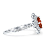 Floral Oval Vintage Engagement Ring Cubic Zirconia 925 Sterling Silver