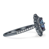 Vintage Style Oval Lab Alexandrite Halo Engagement Ring