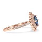 Vintage Style Oval Lab Alexandrite Halo Engagement Ring