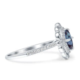 Vintage Style Oval Lab Alexandrite Halo Engagement Ring