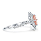 Floral Oval Vintage Engagement Ring Cubic Zirconia 925 Sterling Silver