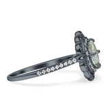 Vintage Style Oval Natural Green Amethyst Prasiolite Halo Engagement Ring