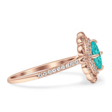 Floral Oval Vintage Engagement Ring Cubic Zirconia 925 Sterling Silver
