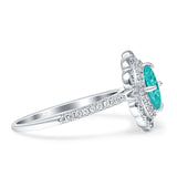 Floral Oval Vintage Engagement Ring Cubic Zirconia 925 Sterling Silver