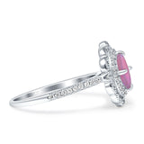 Floral Oval Vintage Engagement Ring Cubic Zirconia 925 Sterling Silver