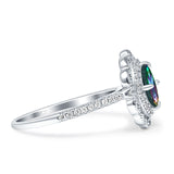 Floral Oval Vintage Engagement Ring Cubic Zirconia 925 Sterling Silver