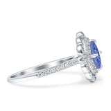 Floral Oval Vintage Engagement Ring Cubic Zirconia 925 Sterling Silver
