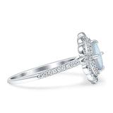 Floral Oval Vintage Engagement Ring Cubic Zirconia 925 Sterling Silver