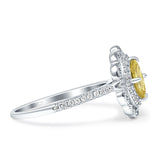 Floral Oval Vintage Engagement Ring Cubic Zirconia 925 Sterling Silver