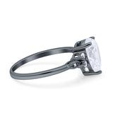 Vintage Teardrop Pear Engagement Ring Simulated Cubic Zirconia 925 Sterling Silver
