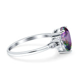 Vintage Teardrop Pear Engagement Ring Simulated Cubic Zirconia 925 Sterling Silver