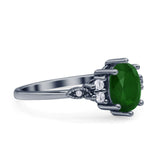 Oval Art Deco Engagement Ring Cubic Zirconia 925 Sterling Silver