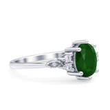 Oval Art Deco Engagement Ring Cubic Zirconia 925 Sterling Silver