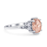 Oval Art Deco Engagement Ring Cubic Zirconia 925 Sterling Silver