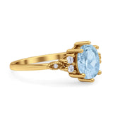 Antique Style Oval Natural Aquamarine Art Deco Engagement Ring