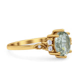 Antique Style Oval Natural Green Amethyst Art Deco Engagement Ring