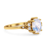 Antique Style Oval Natural Moonstone Art Deco Engagement Ring