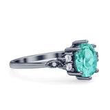Oval Art Deco Engagement Ring Cubic Zirconia 925 Sterling Silver