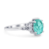 Oval Art Deco Engagement Ring Cubic Zirconia 925 Sterling Silver