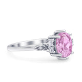 Oval Art Deco Engagement Ring Cubic Zirconia 925 Sterling Silver