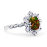 Oval Halo Ballerina Style Engagement Ring Cubic Zirconia 925 Sterling Silver