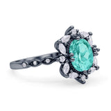 Oval Halo Ballerina Style Engagement Ring Cubic Zirconia 925 Sterling Silver