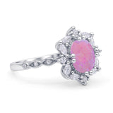Oval Halo Ballerina Style Engagement Ring Cubic Zirconia 925 Sterling Silver