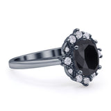 Halo Ballerina Style Oval Engagement Ring Cubic Zirconia 925 Sterling Silver
