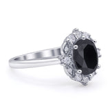 Halo Ballerina Style Oval Engagement Ring Cubic Zirconia 925 Sterling Silver