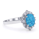 Halo Ballerina Style Oval Engagement Ring Cubic Zirconia 925 Sterling Silver