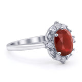 Halo Ballerina Style Oval Engagement Ring Cubic Zirconia 925 Sterling Silver