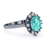Halo Ballerina Style Oval Engagement Ring Cubic Zirconia 925 Sterling Silver