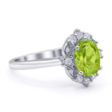 Halo Ballerina Style Oval Engagement Ring Cubic Zirconia 925 Sterling Silver
