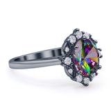 Halo Ballerina Style Oval Engagement Ring Cubic Zirconia 925 Sterling Silver