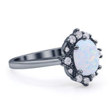 Halo Ballerina Style Oval Engagement Ring Cubic Zirconia 925 Sterling Silver