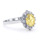 Halo Ballerina Style Oval Engagement Ring Cubic Zirconia 925 Sterling Silver