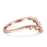 V-Shaped Contour Chevron Wedding Band Ring Cubic Zirconia 925 Sterling Silver