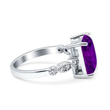 Vintage Emerald Cut Engagement Ring Simulated Cubic Zirconia 925 Sterling Silver